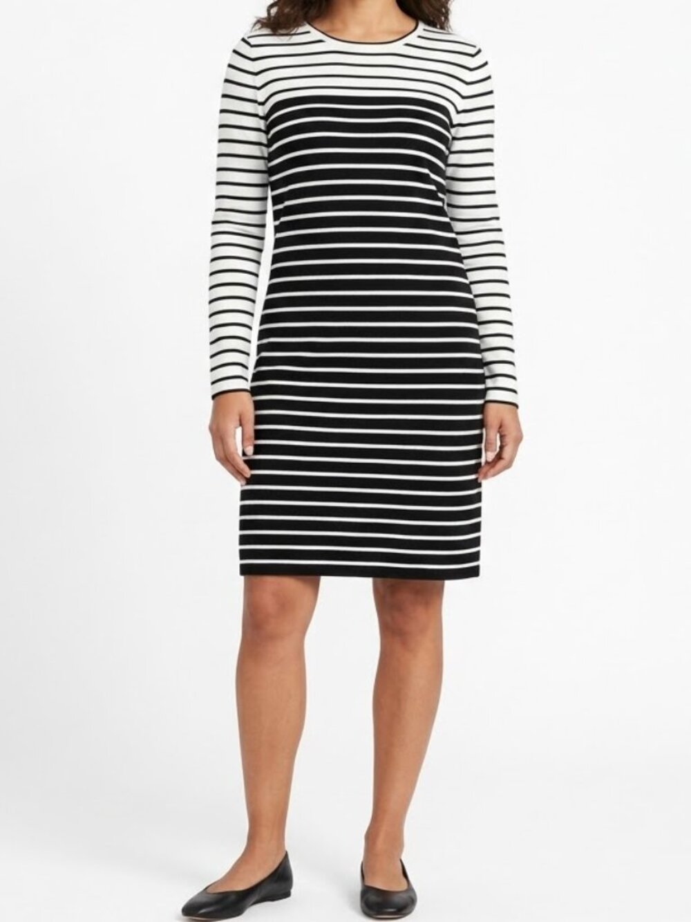 H&M Textured Stretch Ponte Knit Stripe Dress NEW- Sz. Lrg.